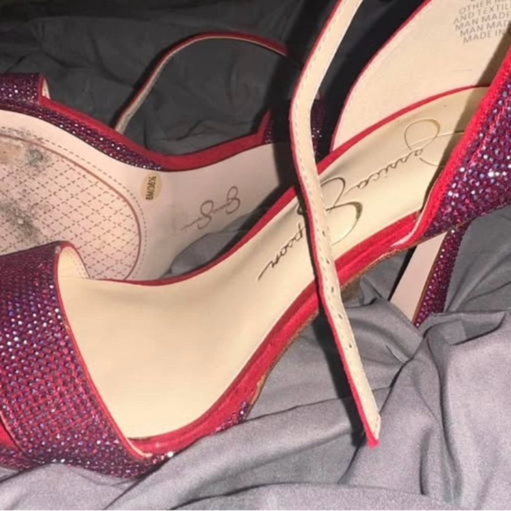 Jessica Simpson Red and Purple Sparkle Heels